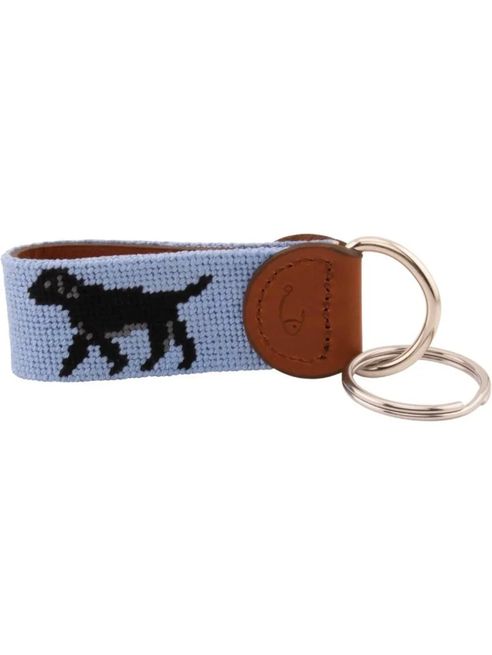 Hand-Stitched Leather Needlepoint Key Fob | Unique Key Chain Accessory